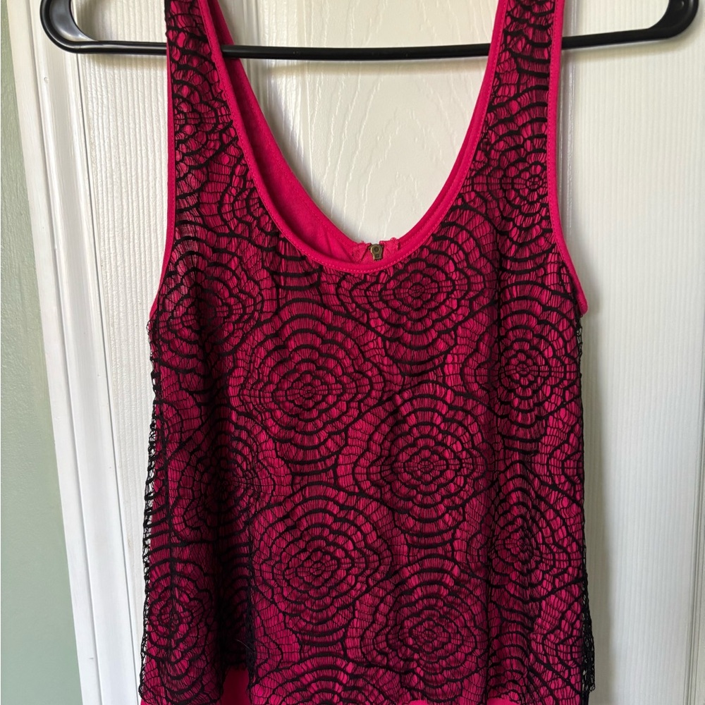 Lucca Couture Pink Cropped Embellished Tank Top
